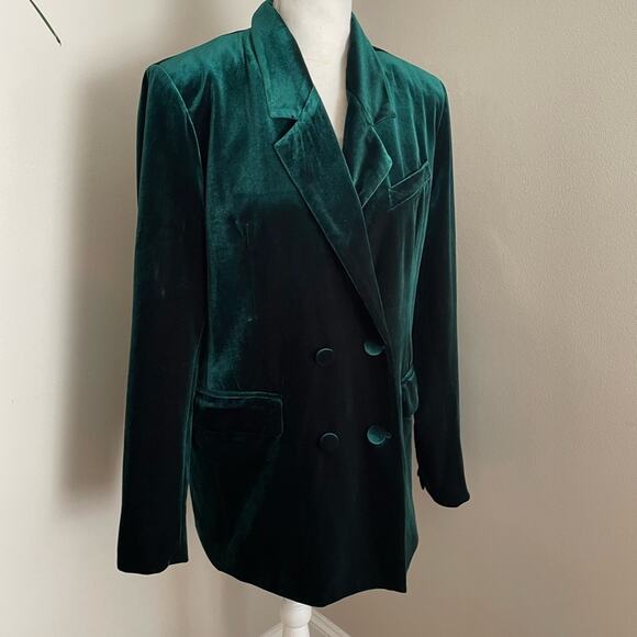 Blank NYC Double Breasted Velvet Emerald Blazer - Picture 3 of 6